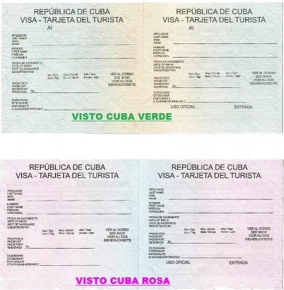 Visto per Cuba 2019 serve la targhetta Cuba di colore verde o rosa?