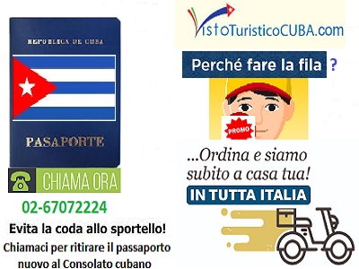 Ritiro passaporto consolato Cuba e spedizione a casa del passaporto nuovo 