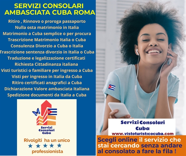 Ambasciata Cuba Roma agenzia servizi e documenti consolari Cuba