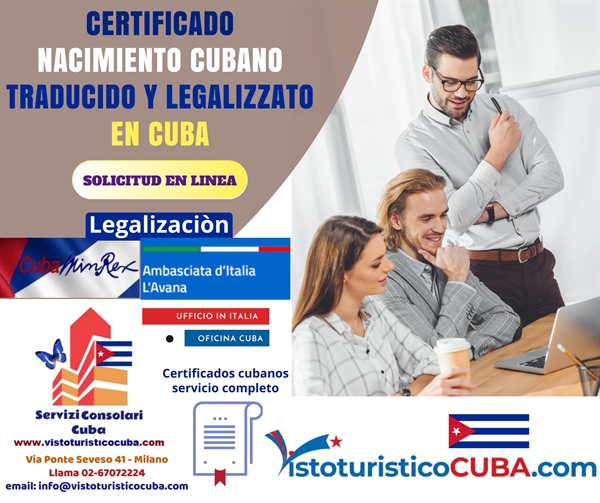 Embajada italiana Cuba legalizaciòn Certificado nacimiento