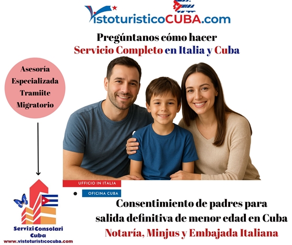 Consentimiento salida definitiva menor Cuba  Embajada Italia 
