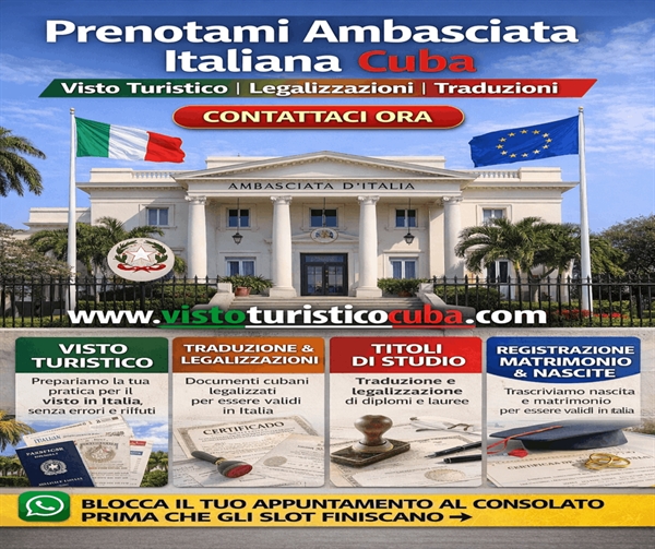 Prenotami Ambasciata Italiana Cuba: Visto e legalizzazioni