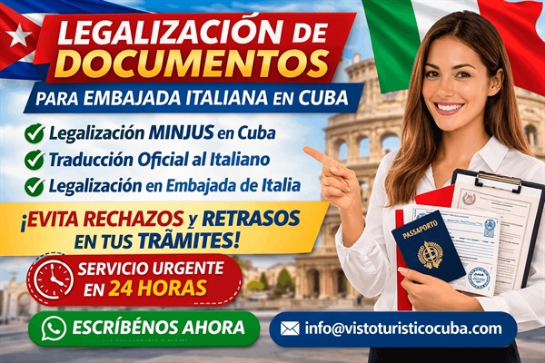 Legalización de documentos para la Embajada Italiana en Cuba 