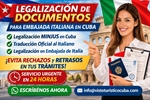 Legalización de documentos para la Embajada Italiana en Cuba 