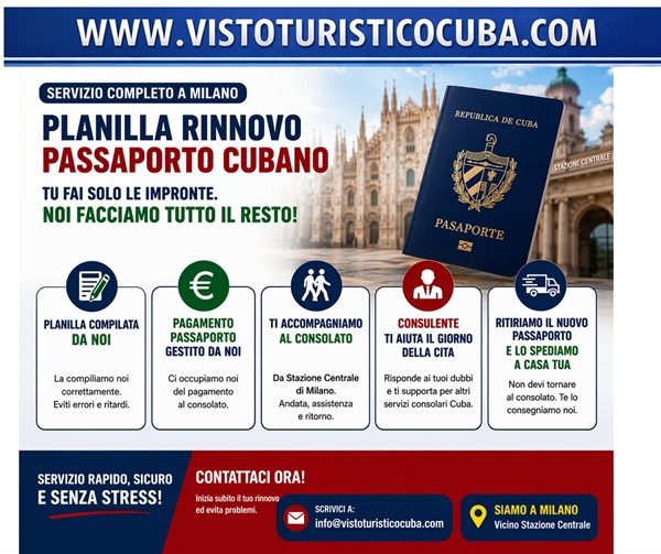 Planilla per rinnovo passaporto consolato cubano: Compiliamo noi per te