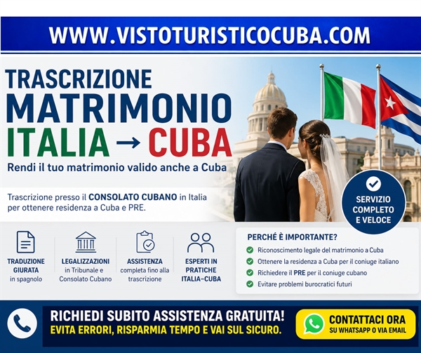 Trascrizione Matrimonio italiano a Cuba 