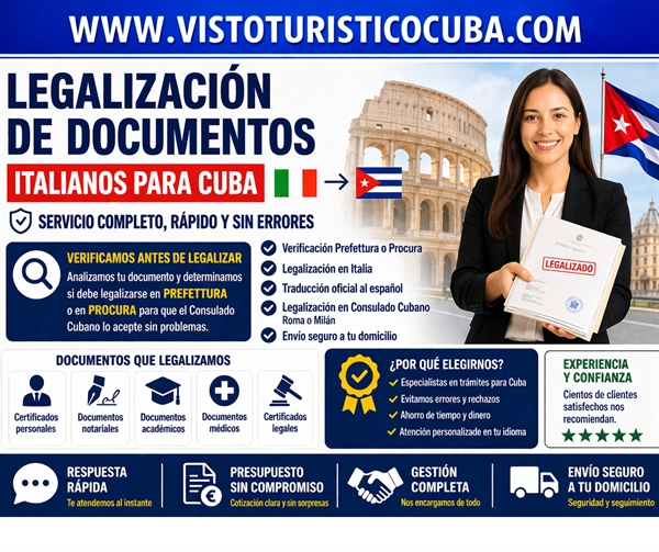 Legalización consulado cubano documentos italianos
