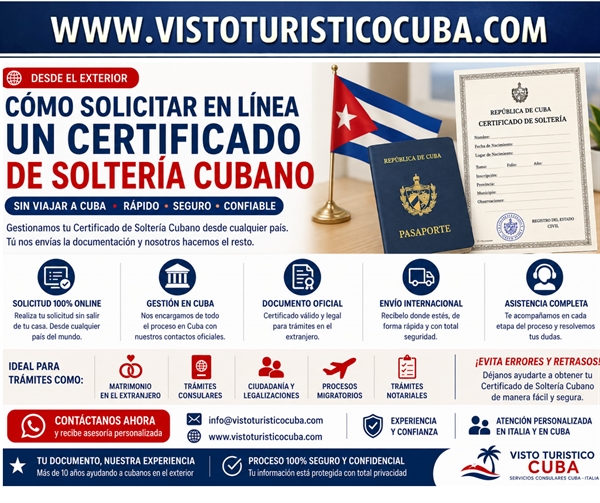 Cómo solicitar en línea un certificado de soltería cubano