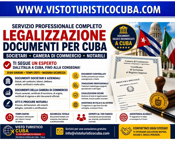 Come legalizzare documenti italiani Consolato Cubano