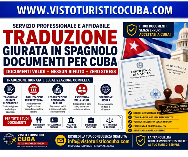 Traduzione Giurata documenti in spagnolo per Cuba 
