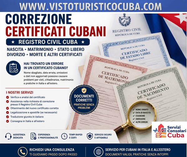 Come fare in consolato la correzione dei certificati cubani 