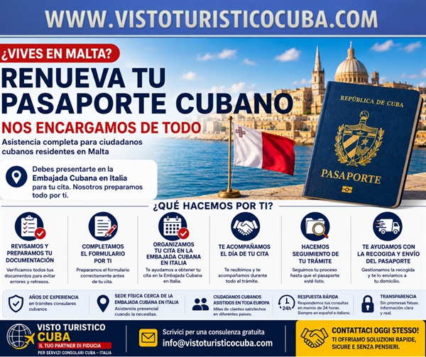 Cómo renovar el pasaporte cubano desde Malta