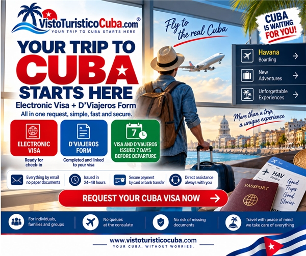 Apply Online e-visa Cuba tourist and dvjaeros 