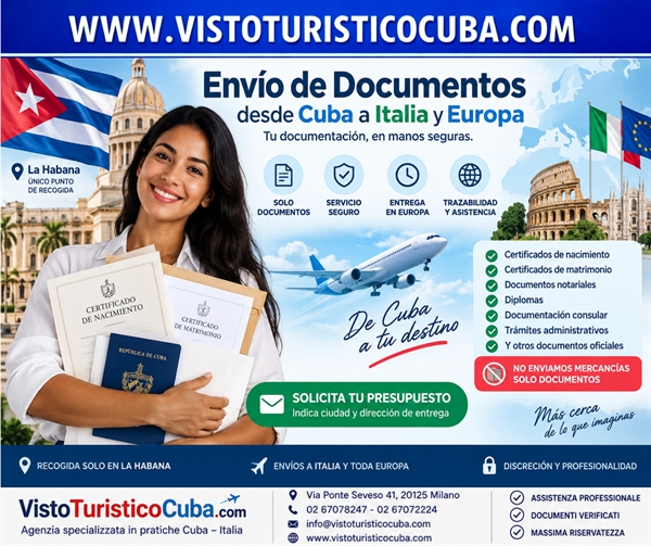 Enviar documentos desde Cuba: Italia y Europa
