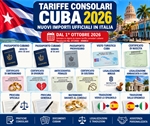 Nuove tariffe consolari Cuba 2026 costi e prezzi: consolato cubano Italia